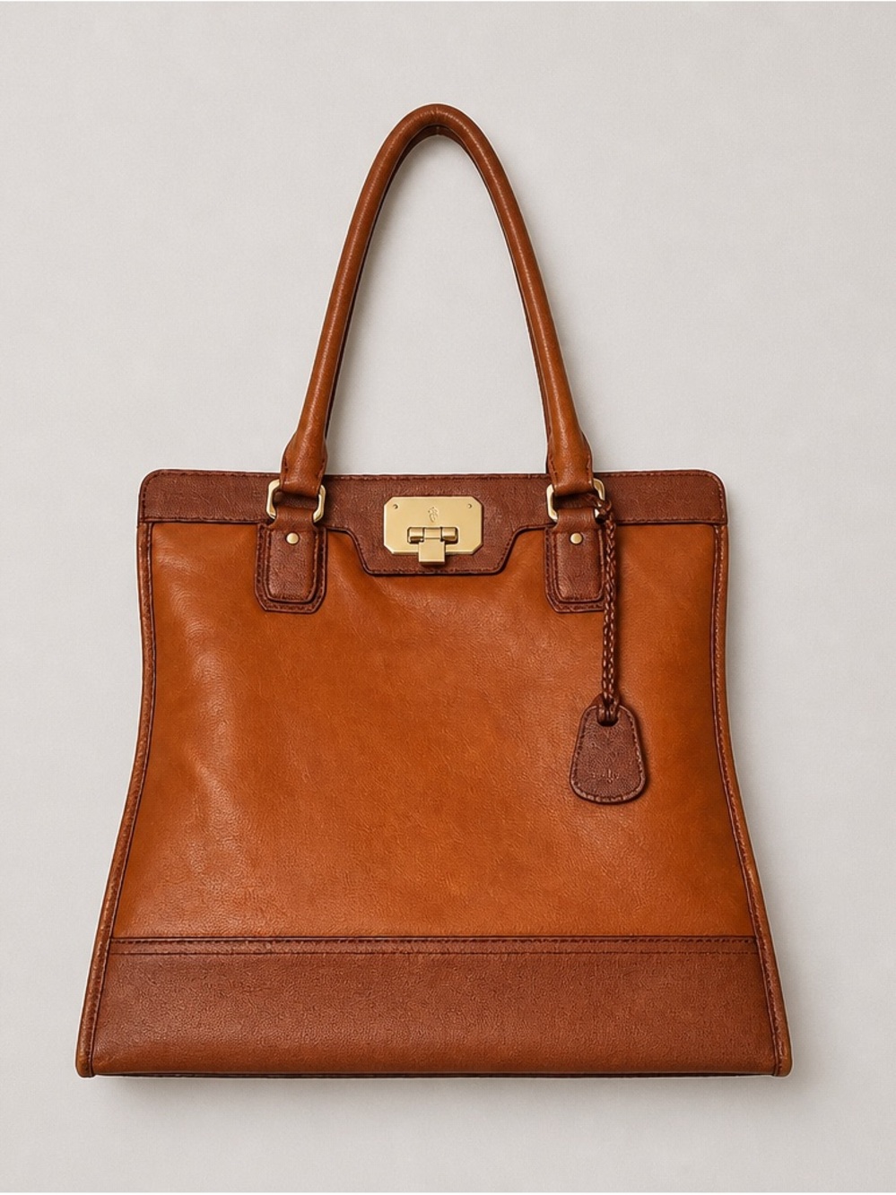 Cole Haan Designer Leather Tote Bag in Cognac